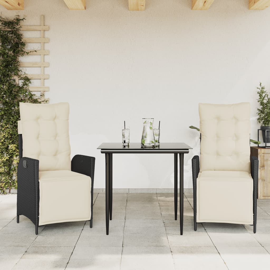 5-Delige Tuinset Met Kussens Poly Rattan Zwart