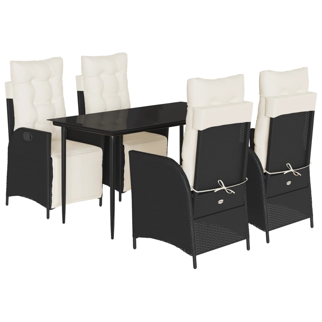 5-Delige Tuinset Met Kussens Poly Rattan Zwart