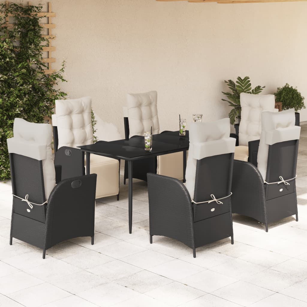 5-Delige Tuinset Met Kussens Poly Rattan Zwart