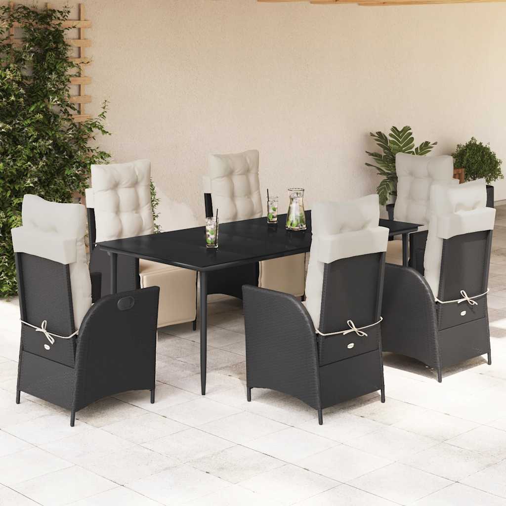 5-Delige Tuinset Met Kussens Poly Rattan Zwart