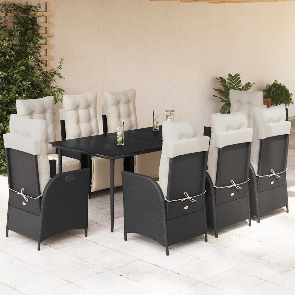 5-Delige Tuinset Met Kussens Poly Rattan Zwart