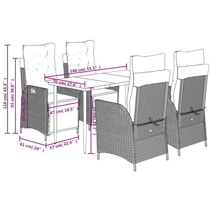 5-Delige Tuinset Met Kussens Poly Rattan Bruin