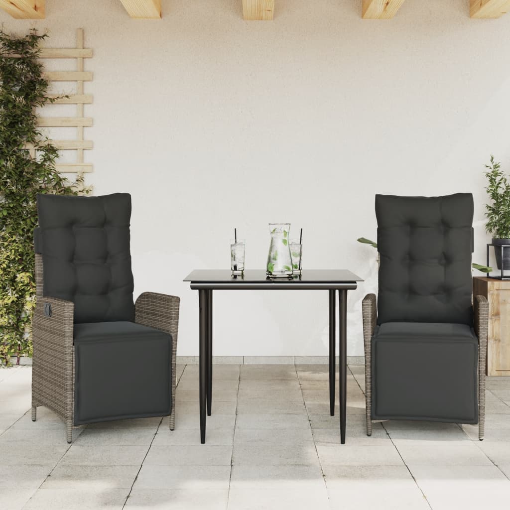 5-Delige Tuinset Met Kussens Poly Rattan Grijs