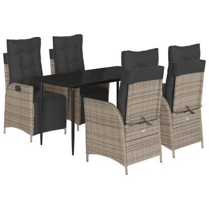 5-Delige Tuinset Met Kussens Poly Rattan Grijs
