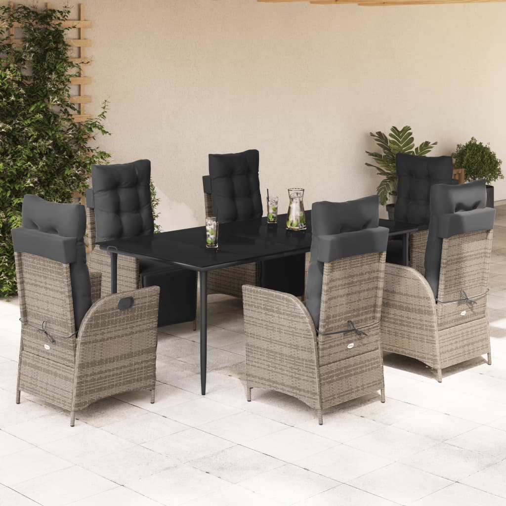 5-Delige Tuinset Met Kussens Poly Rattan Grijs