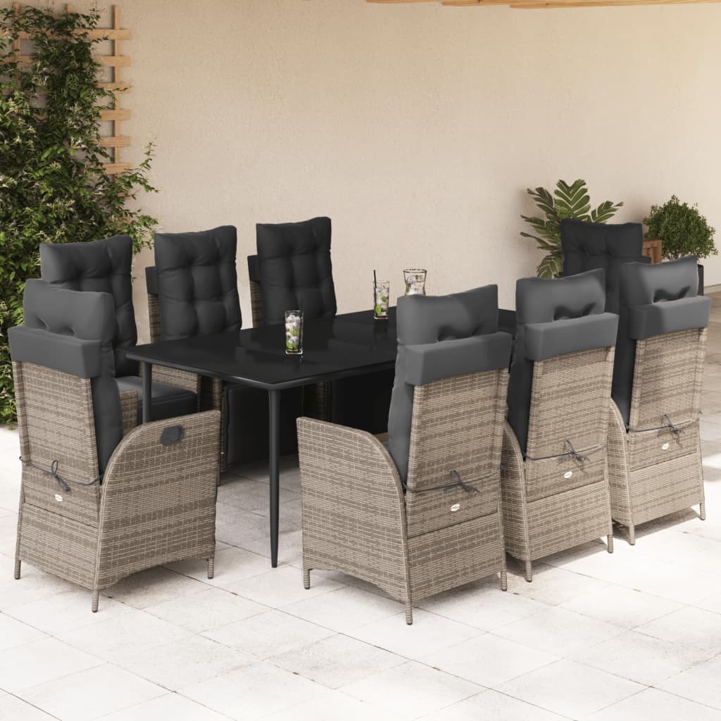 5-Delige Tuinset Met Kussens Poly Rattan Grijs