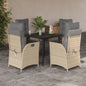 5-Delige Tuinset Met Kussens Poly Rattan Gemengd Beige