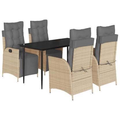 5-Delige Tuinset Met Kussens Poly Rattan Gemengd Beige