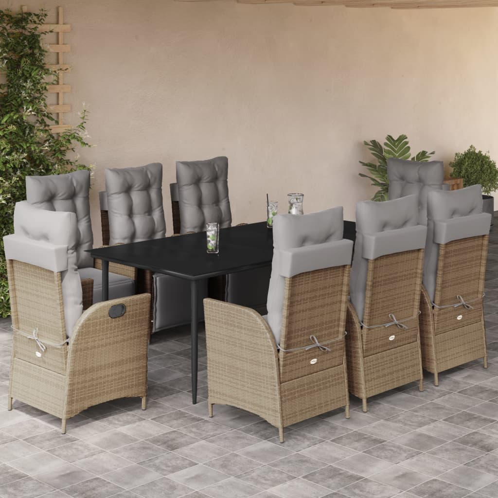 5-Delige Tuinset Met Kussens Poly Rattan Gemengd Beige