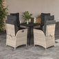 5-Delige Tuinset Met Kussens Poly Rattan Lichtgrijs