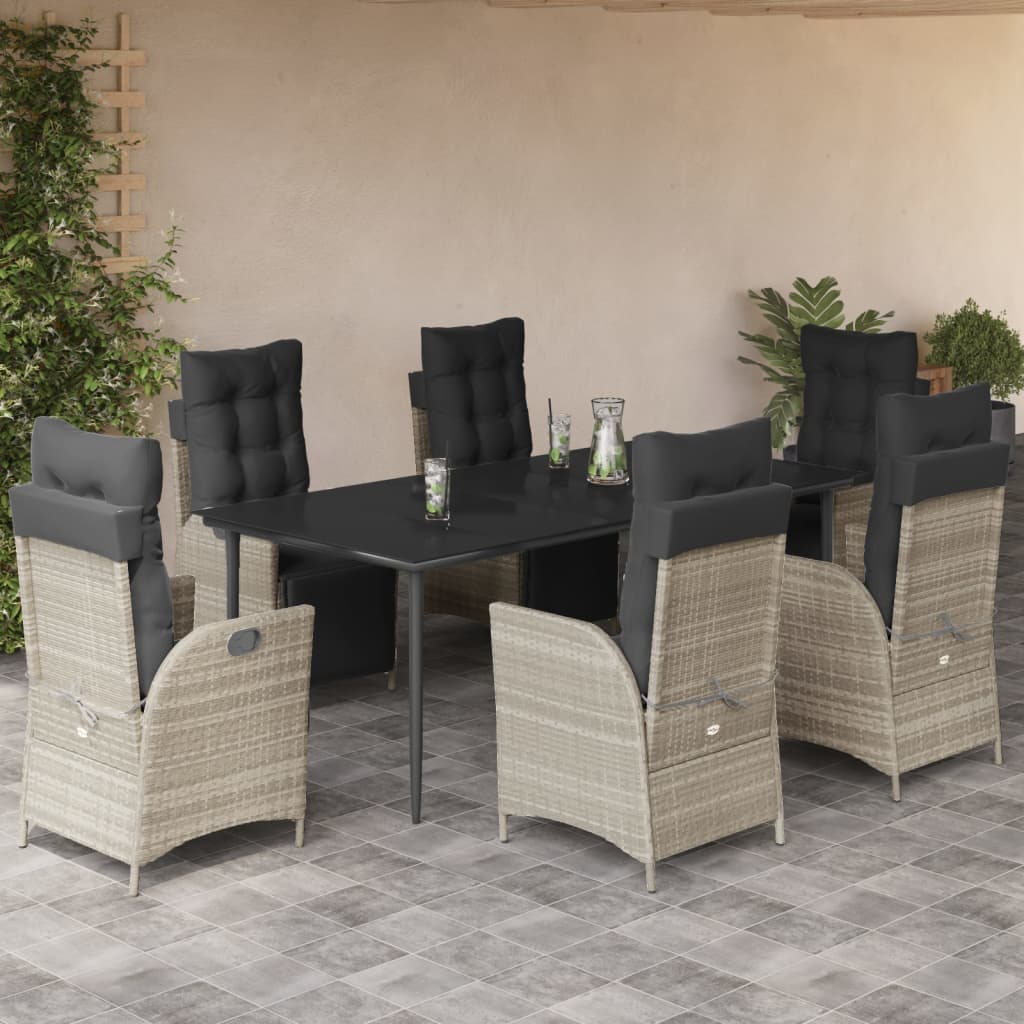 5-Delige Tuinset Met Kussens Poly Rattan Lichtgrijs