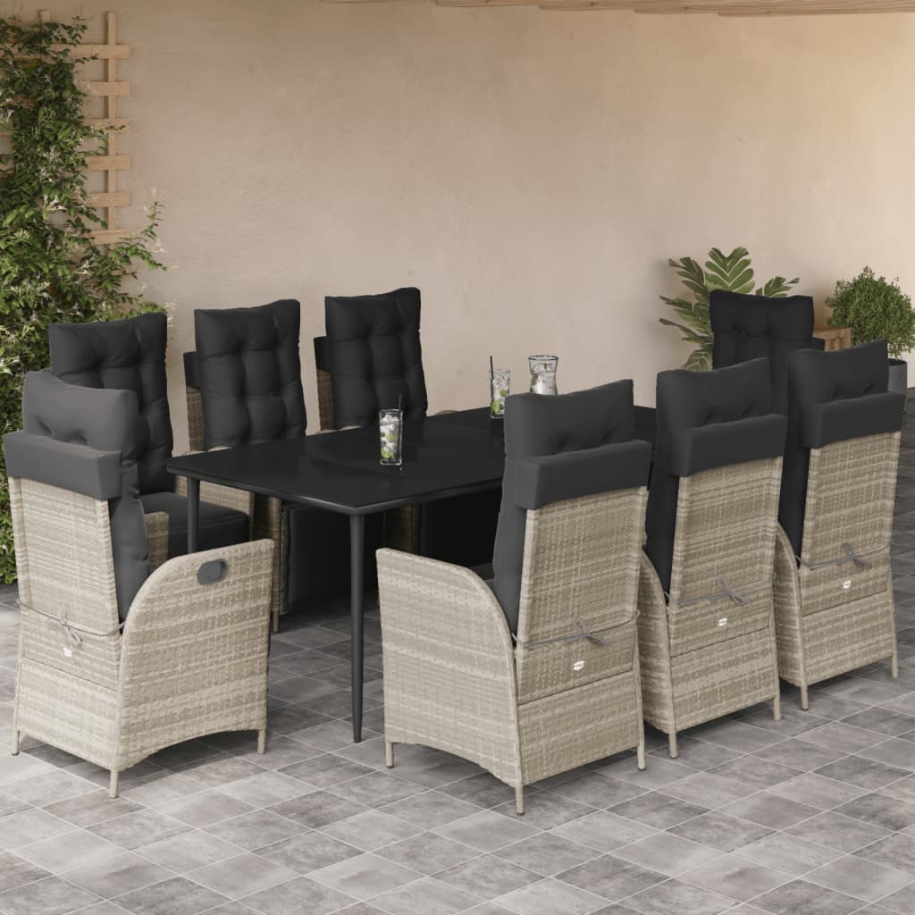 5-Delige Tuinset Met Kussens Poly Rattan Lichtgrijs