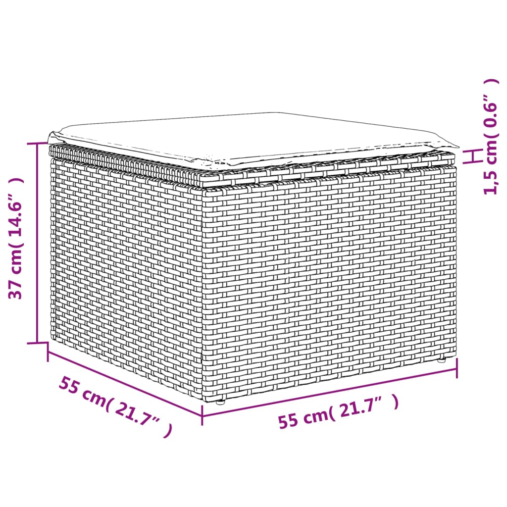 Tuinkruk Met Kussen 55X55X37 Cm Poly Rattan