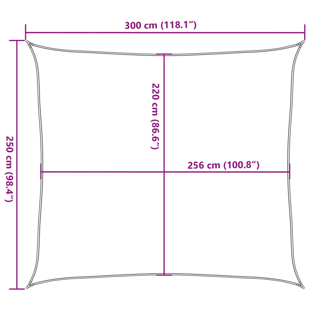 Zonnezeil 3X2,5 M 100% Polyester Oxford Lichtgrijs
