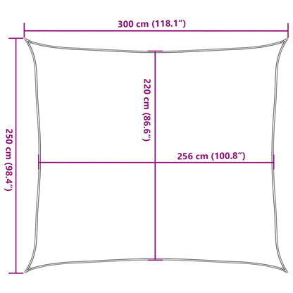 Zonnezeil 3X2,5 M 100% Polyester Oxford Lichtgrijs