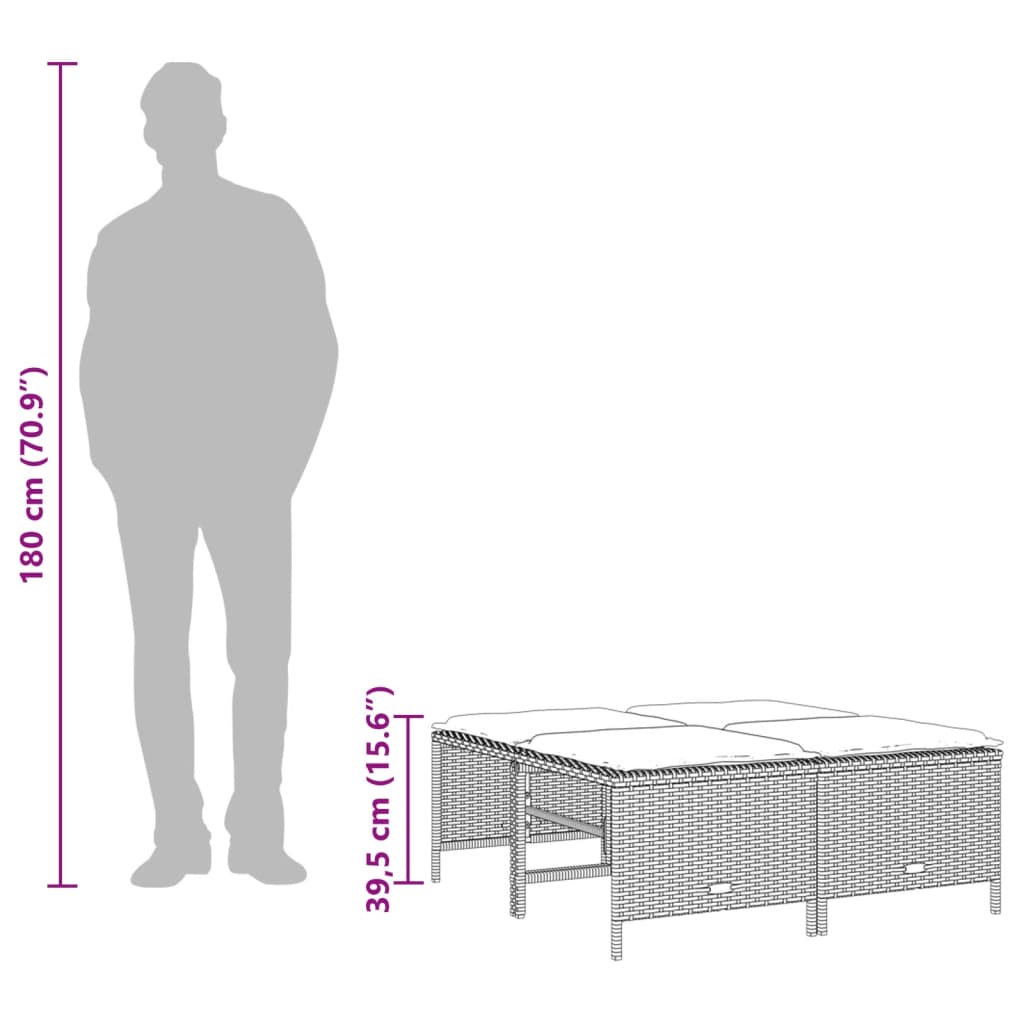 Tuinkrukken Met Kussens 4 St Poly Rattan
