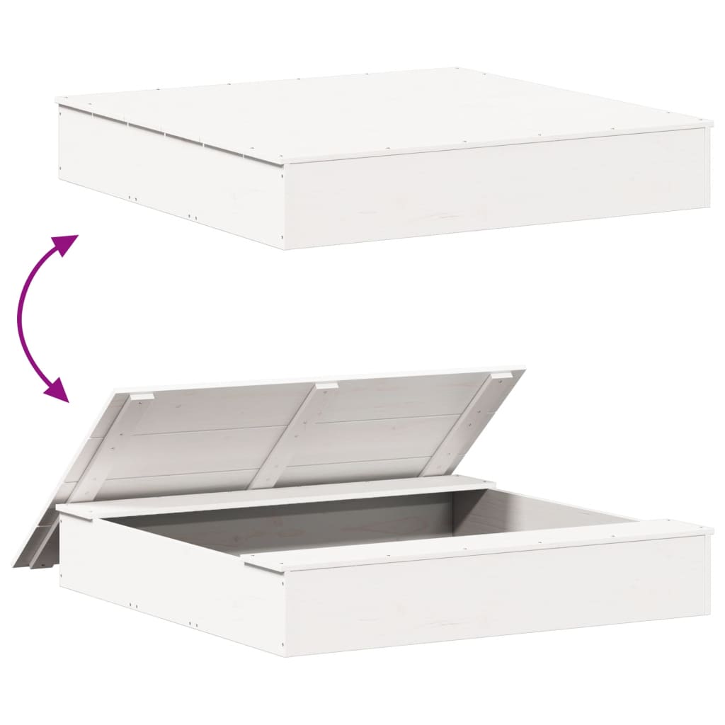 Zandbak Met Deksel 111X111X19,5 Cm Massief Grenenhout