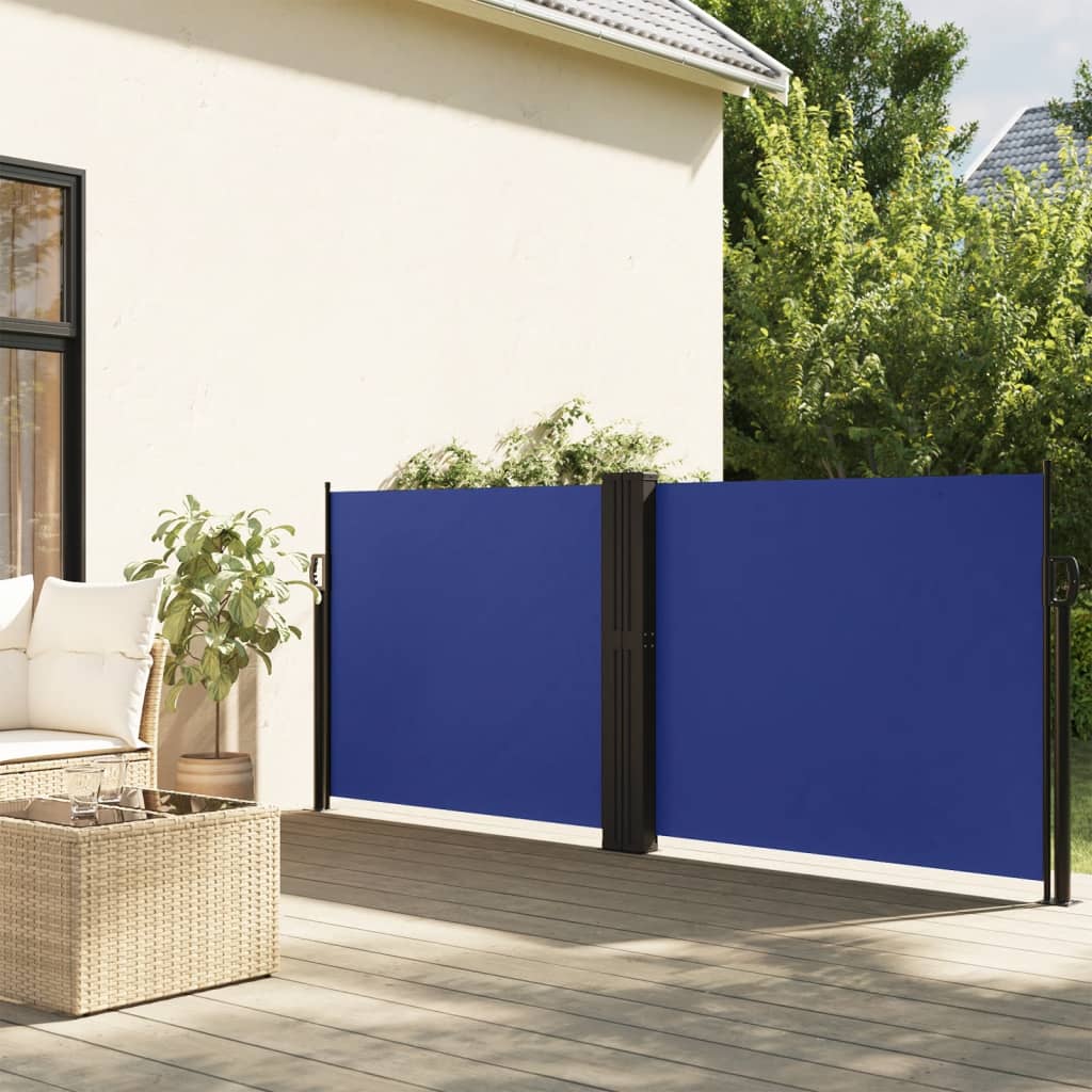 Windscherm Uittrekbaar Zwart Blauw
