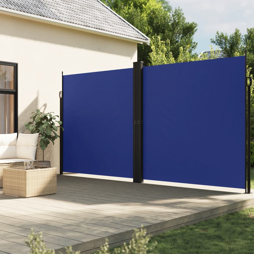 Windscherm Uittrekbaar Zwart Blauw