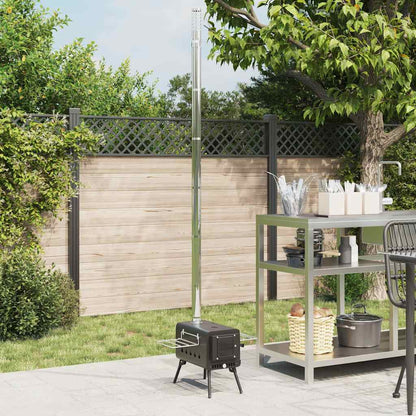 Houtkachel Tent Met Schoorsteen En Inklapbare Poten Staal Zwart Mangohout (Naturel)