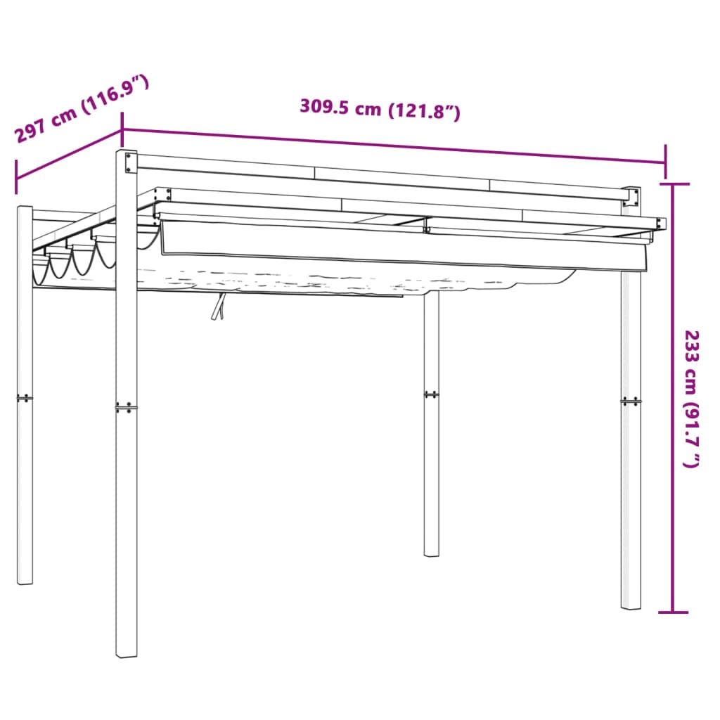Prieel Met Uittrekbaar Dak 3X3 M Aluminium