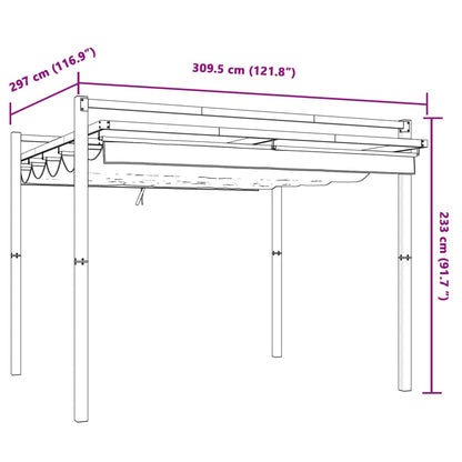 Prieel Met Uittrekbaar Dak 3X3 M Aluminium