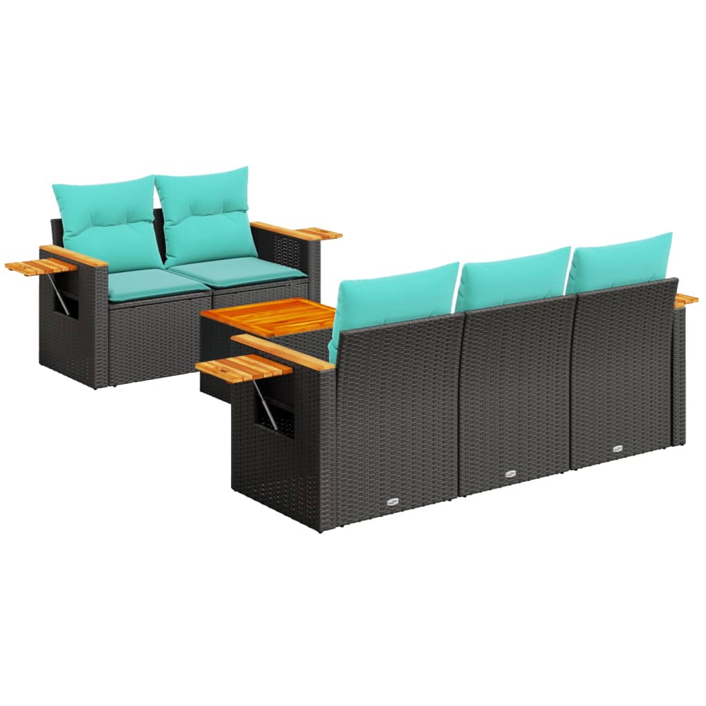 6-Delige Loungeset Met Kussens Poly Rattan