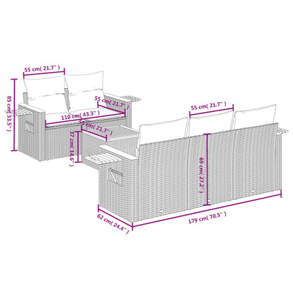 6-Delige Loungeset Met Kussens Poly Rattan