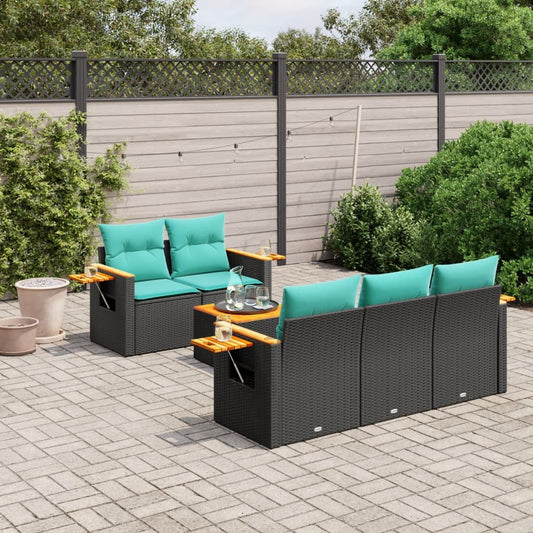 6-Delige Loungeset Met Kussens Poly Rattan