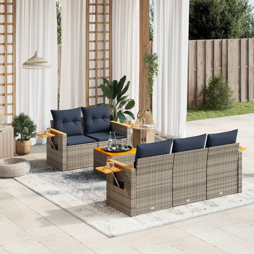 6-Delige Loungeset Met Kussens Poly Rattan