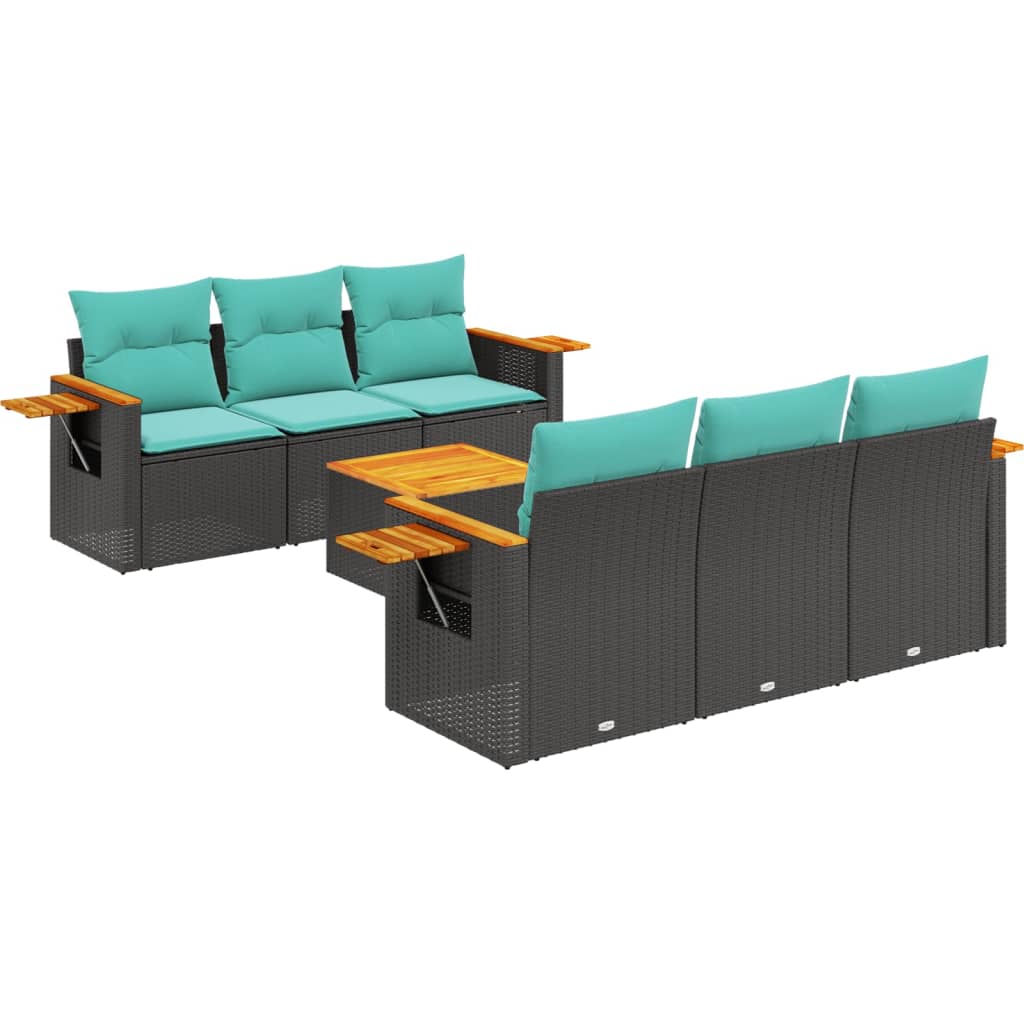 7-Delige Loungeset Met Kussens Poly Rattan