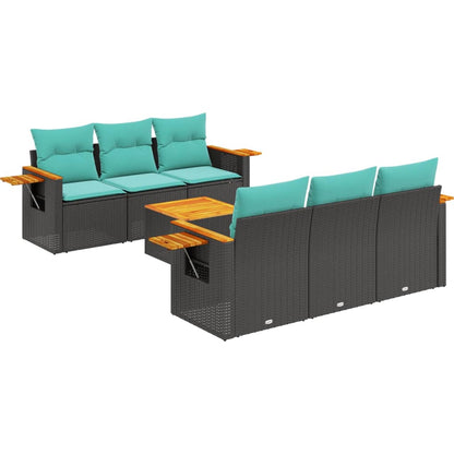 7-Delige Loungeset Met Kussens Poly Rattan