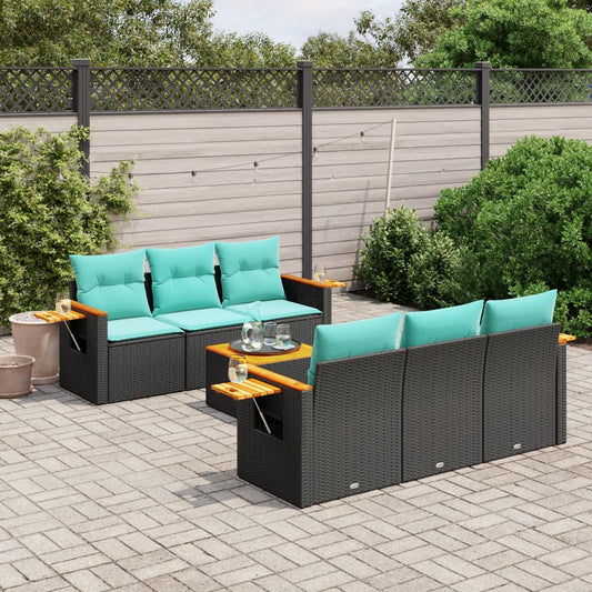 7-Delige Loungeset Met Kussens Poly Rattan