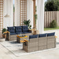 7-Delige Loungeset Met Kussens Poly Rattan