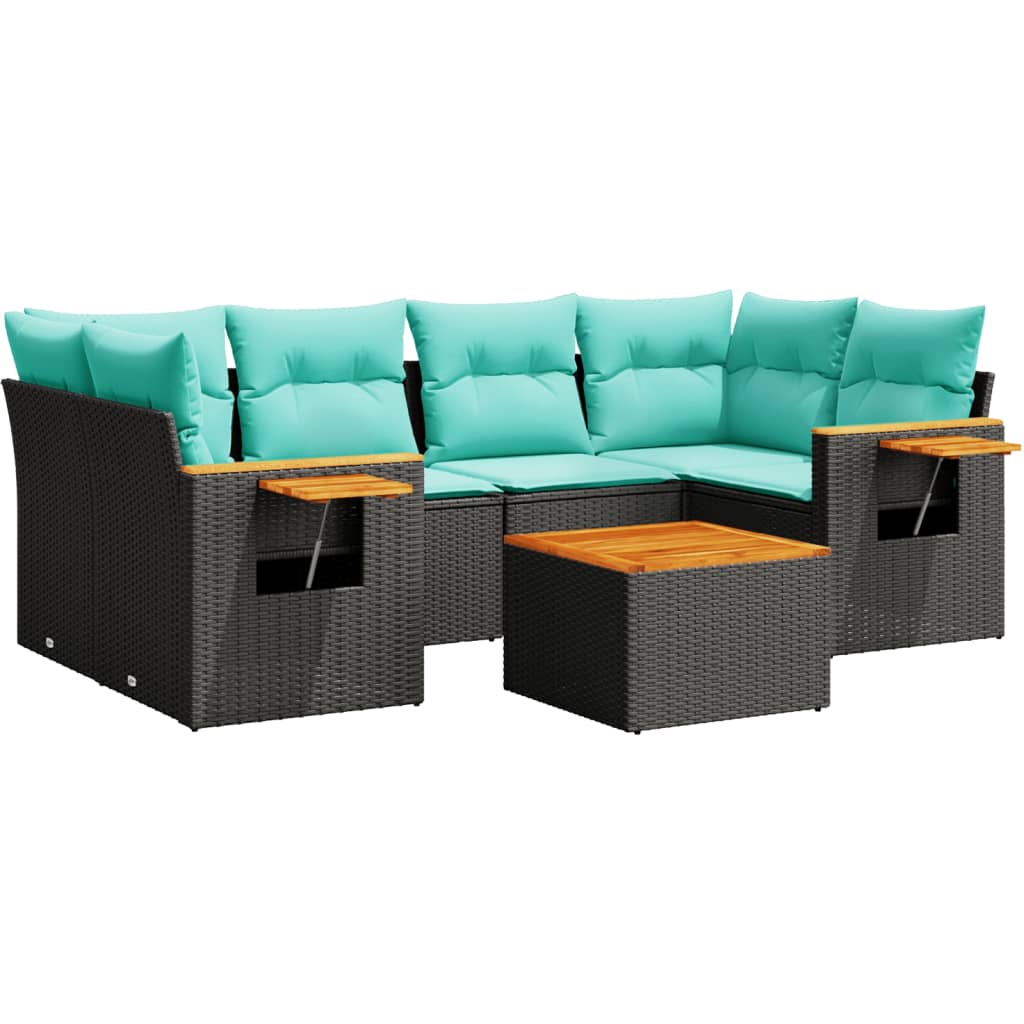 7-Delige Loungeset Met Kussens Poly Rattan
