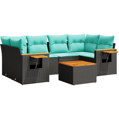 7-Delige Loungeset Met Kussens Poly Rattan