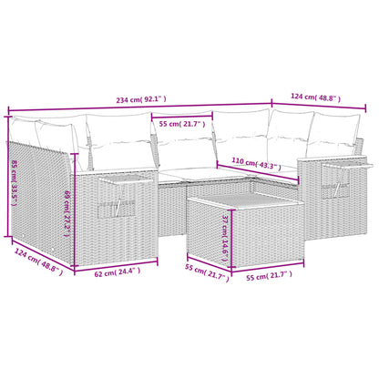 7-Delige Loungeset Met Kussens Poly Rattan