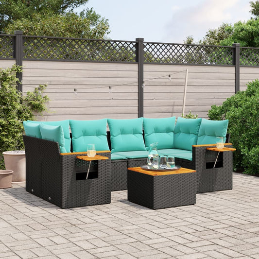 7-Delige Loungeset Met Kussens Poly Rattan