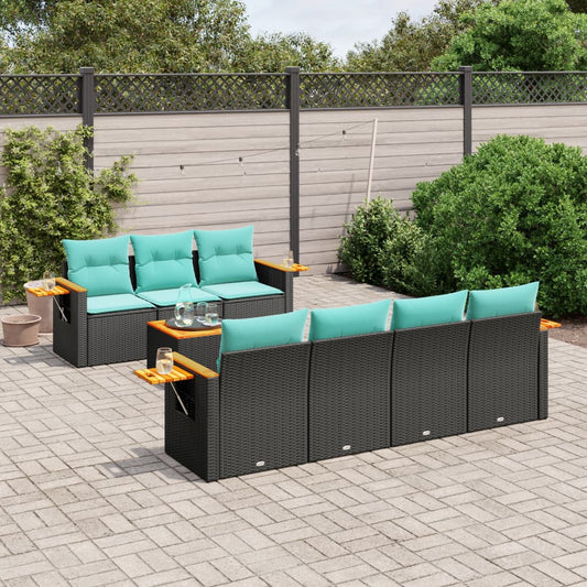 8-Delige Loungeset Met Kussens Poly Rattan
