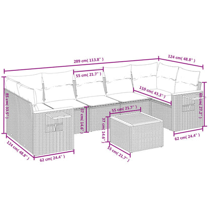 8-Delige Loungeset Met Kussens Poly Rattan