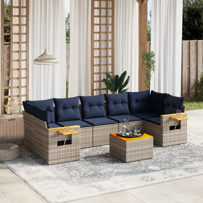8-Delige Loungeset Met Kussens Poly Rattan