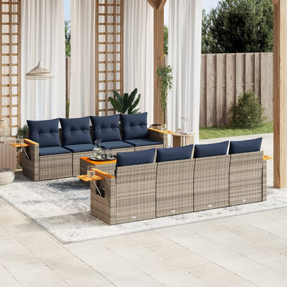 9-Delige Loungeset Met Kussens Poly Rattan