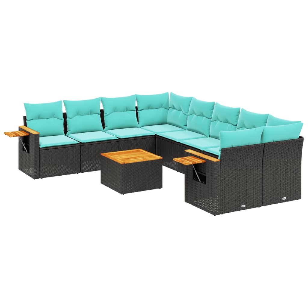 9-Delige Loungeset Met Kussens Poly Rattan