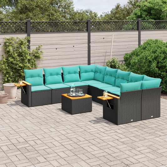 9-Delige Loungeset Met Kussens Poly Rattan