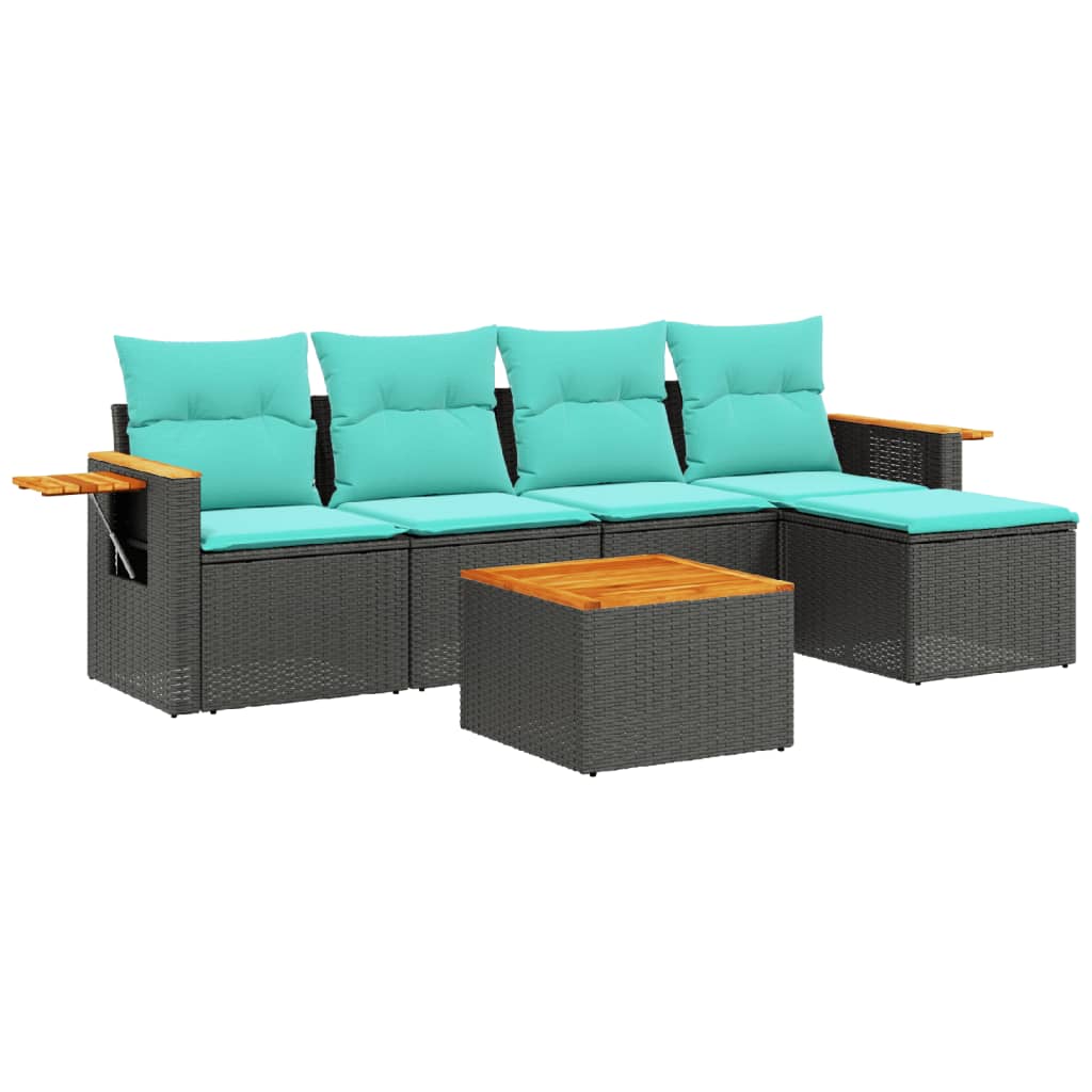 6-Delige Loungeset Met Kussens Poly Rattan