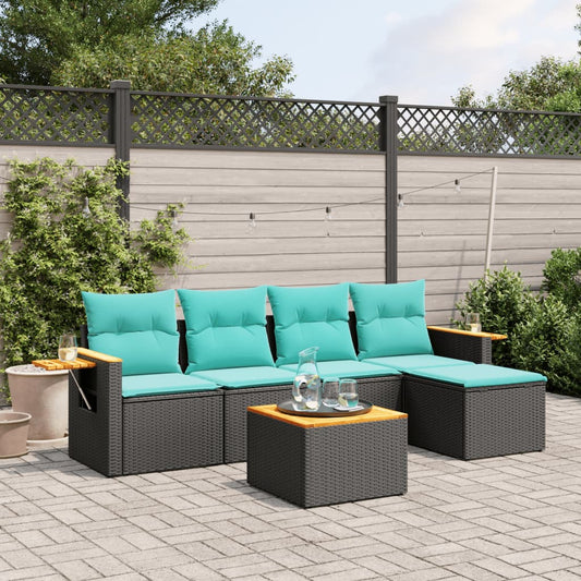6-Delige Loungeset Met Kussens Poly Rattan