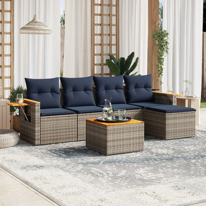 6-Delige Loungeset Met Kussens Poly Rattan
