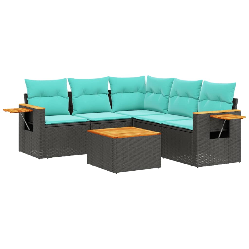 6-Delige Loungeset Met Kussens Poly Rattan