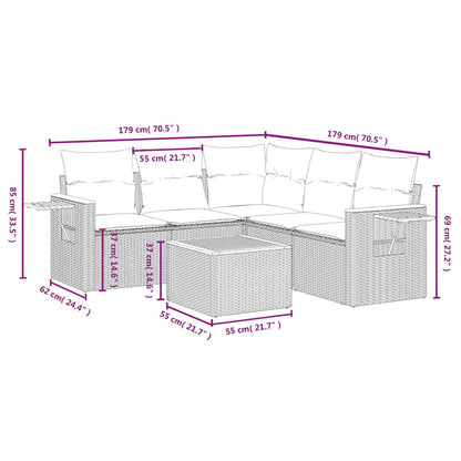6-Delige Loungeset Met Kussens Poly Rattan