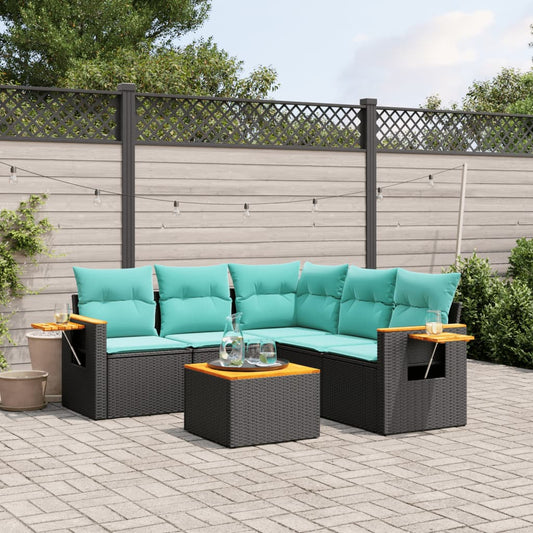 6-Delige Loungeset Met Kussens Poly Rattan